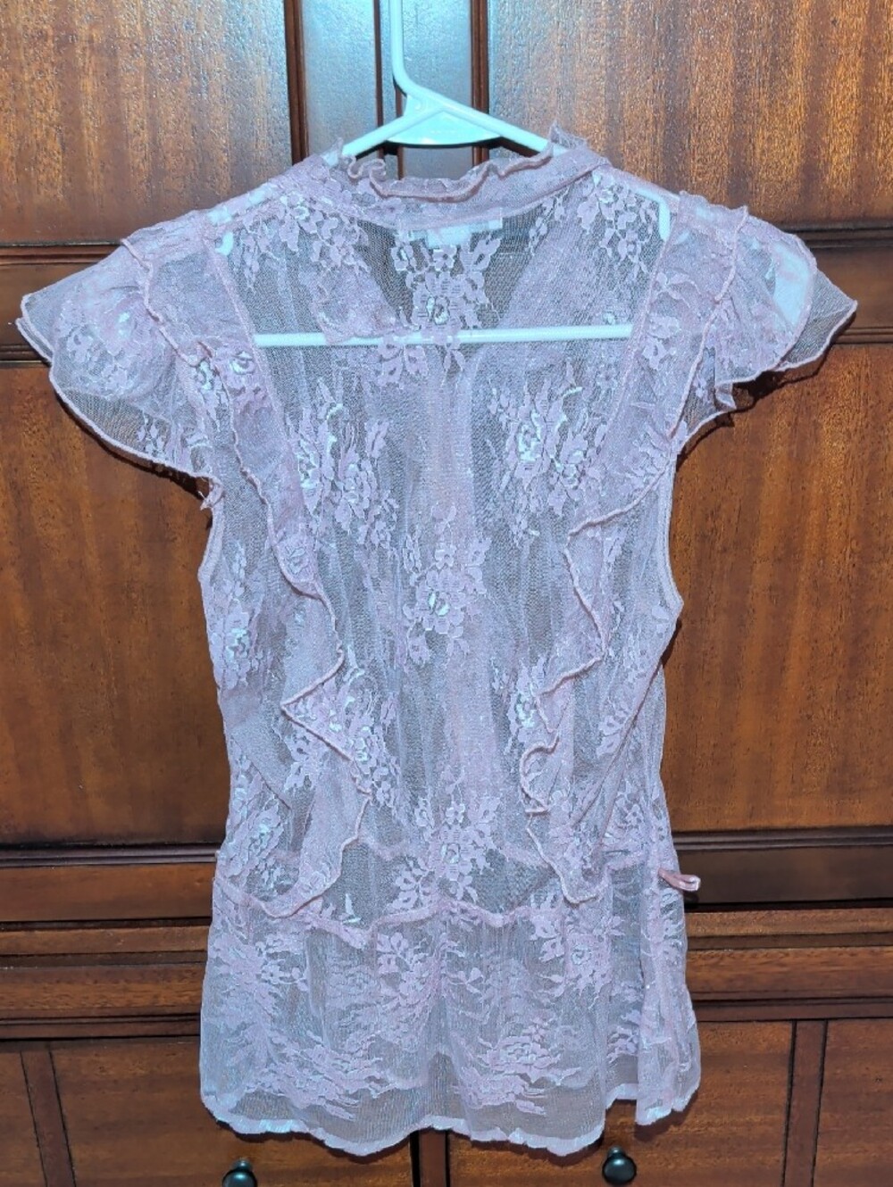Delicate Pink Lace Ruffle Sleep Top - Picture 5 of 9